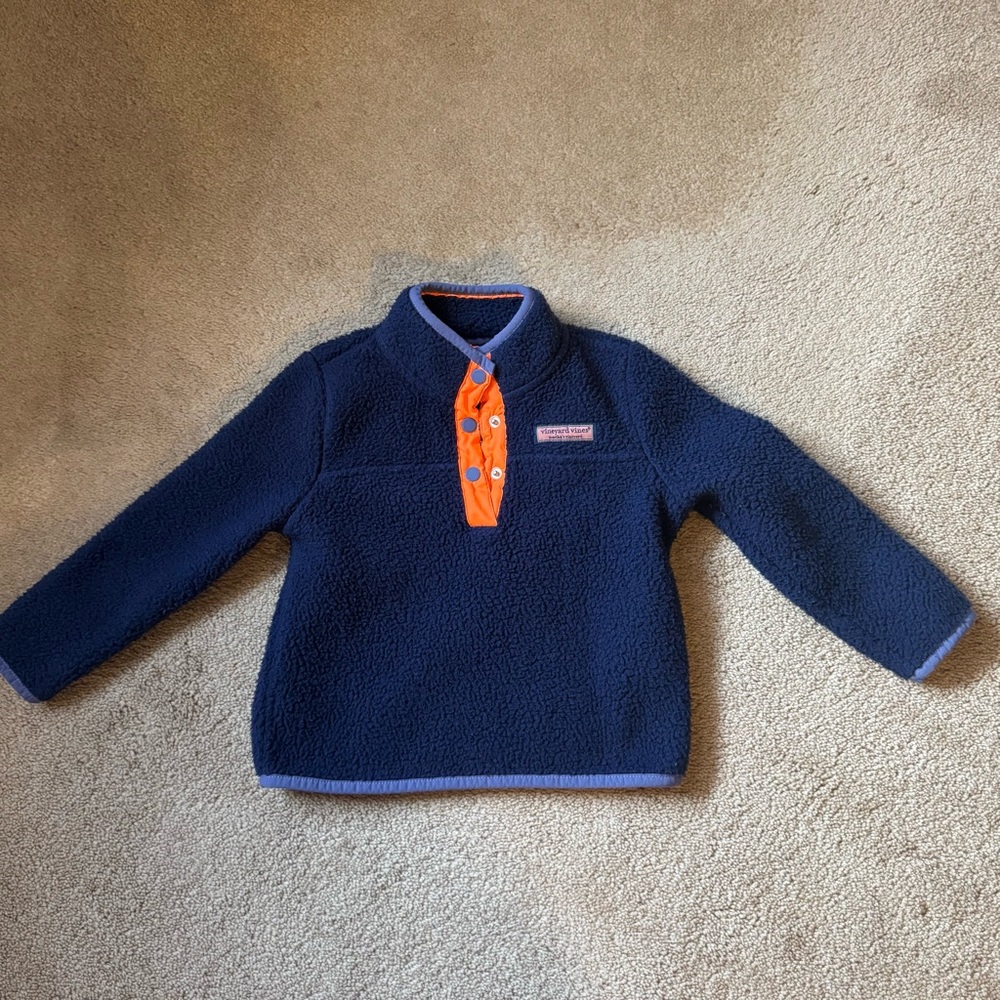 Vineyard Vines Blue and Orange Fleece sweater kid 3T